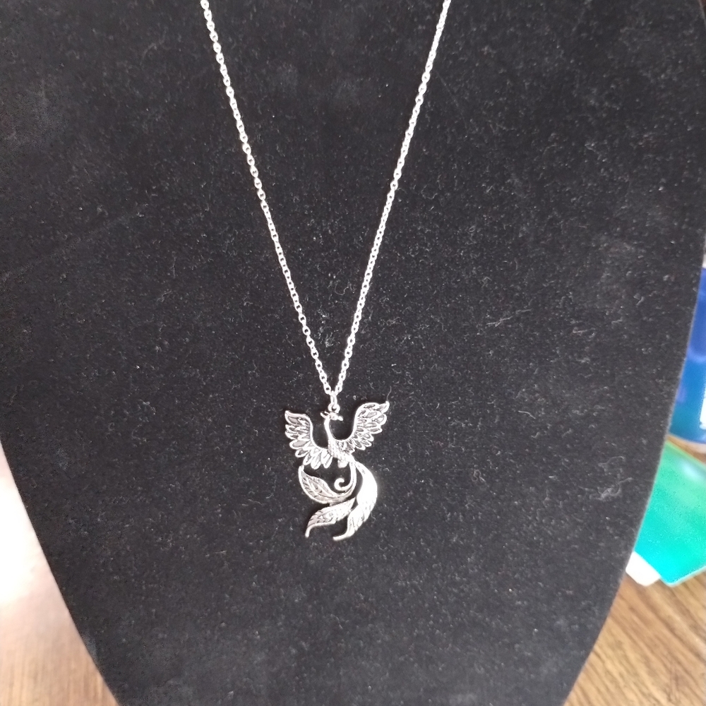 Hand Crafted Silver Phoenix Necklace - Picture 2 of 2